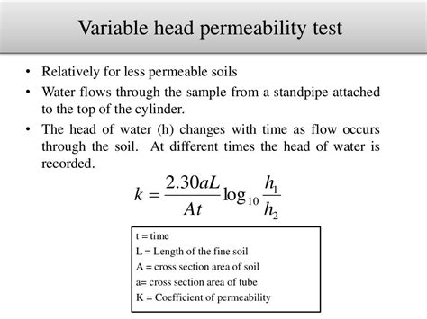 soil permeability test ppt|how to calculate soil permeability.